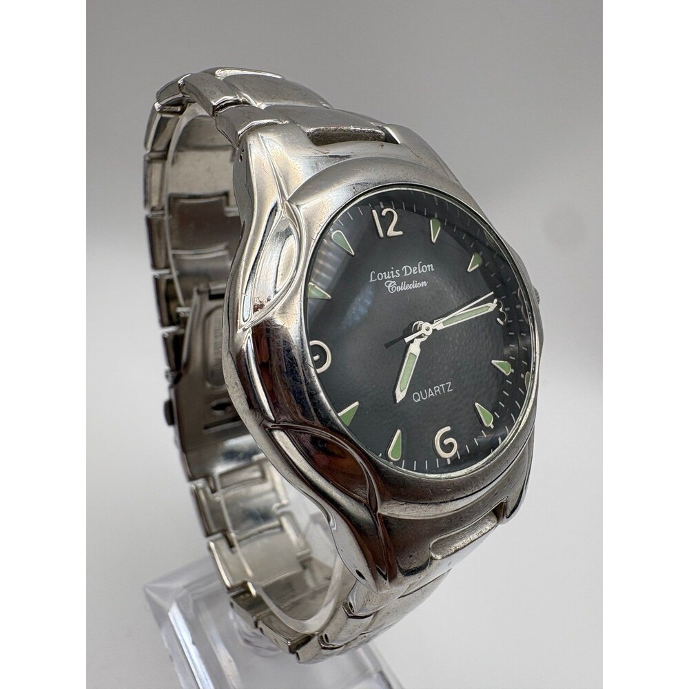Louis Delon Collection Mens Quartz Watch Black Dial Green Luminous Markers 8"